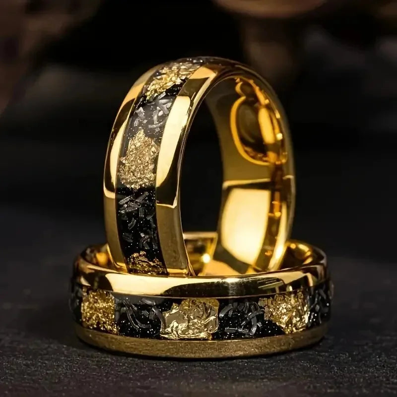 Men Gold Flake Resin Band Ring | Marzel