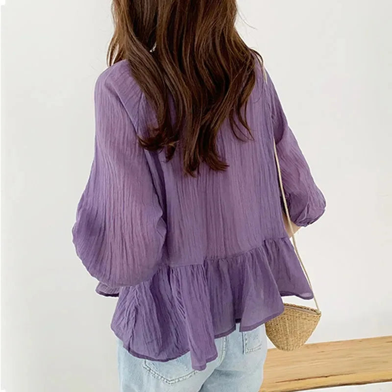 Women Ruffled Elegant Pleated Blouse | Caridad