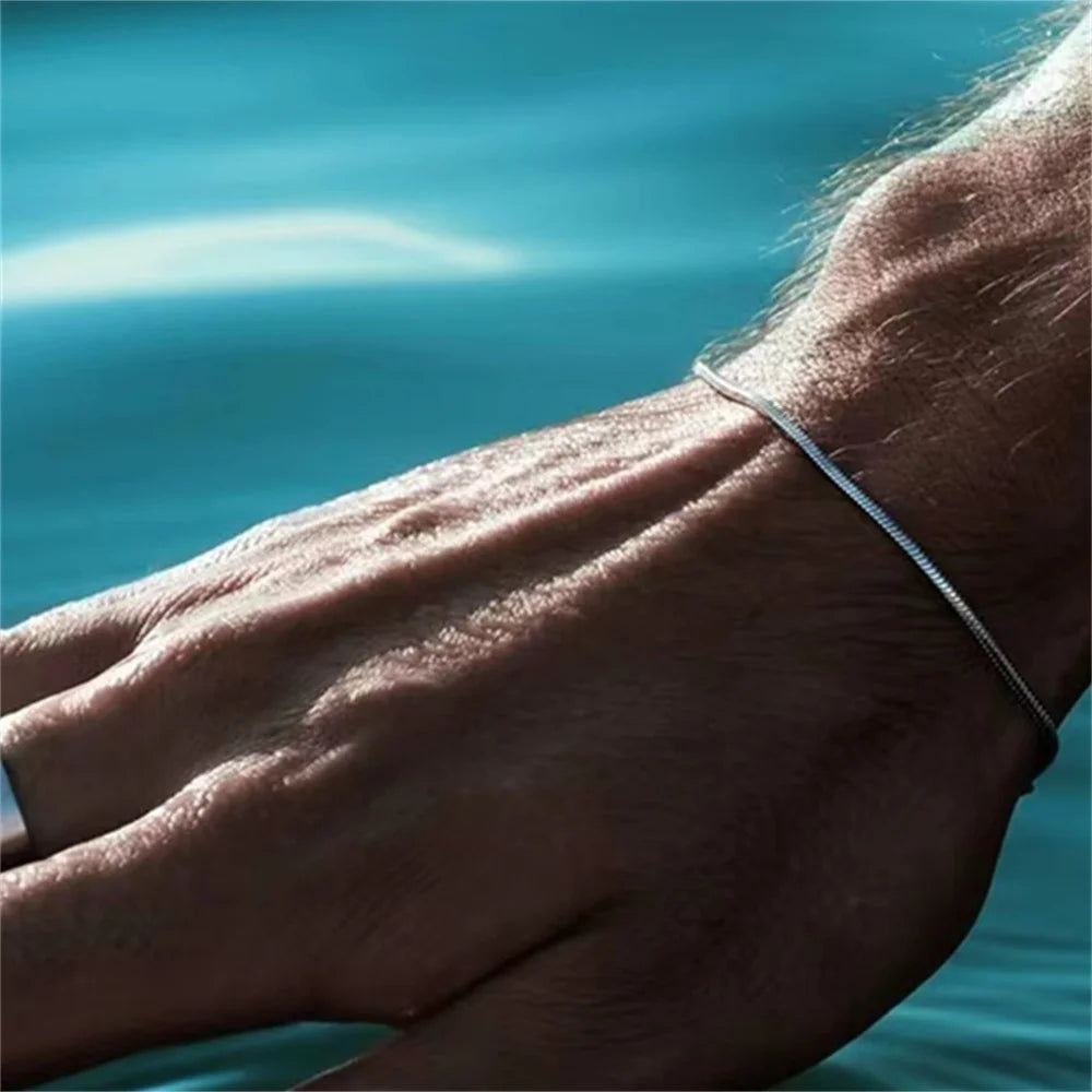 Men's Bracelet Stainless Steel Square Snake Bone Chain | Trendsetter-2