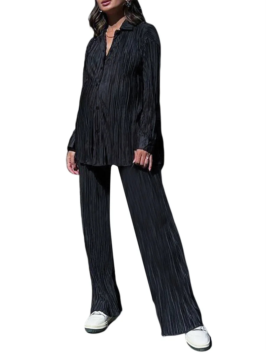 Women Pleated Two-Piece Pants Set | Lara