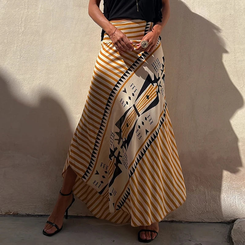 Boho Striped Maxi Skirt for Women | Zoe
