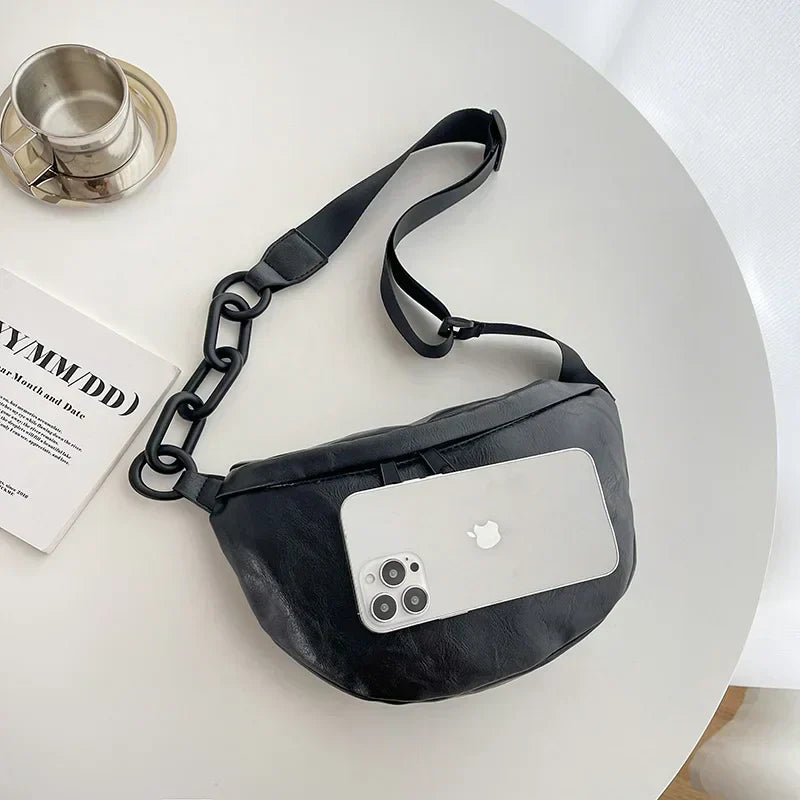 Women Sleek Leather Crossbody Waist Bag | Anika