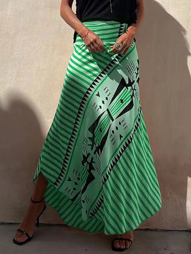 Boho Striped Maxi Skirt for Women | Zoe