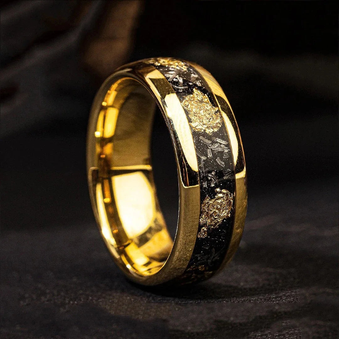 Men Gold Flake Resin Band Ring | Marzel