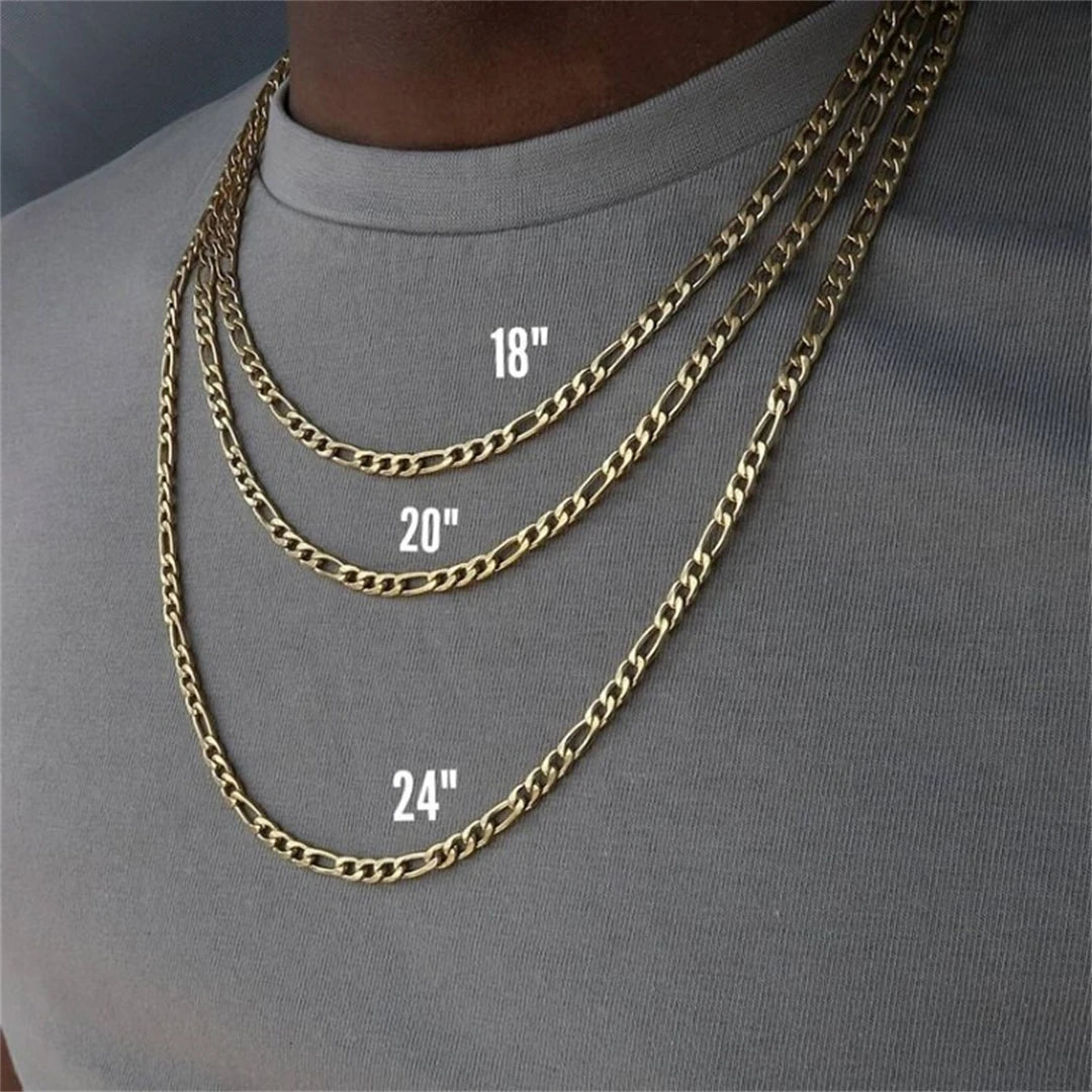 Men Figaro Chain Necklace Silver Stainless Steel | Urban Style-5