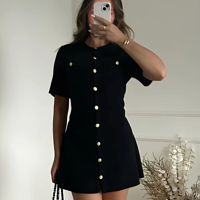 Women Ribbed Button-Up Knit Dress | Josephine