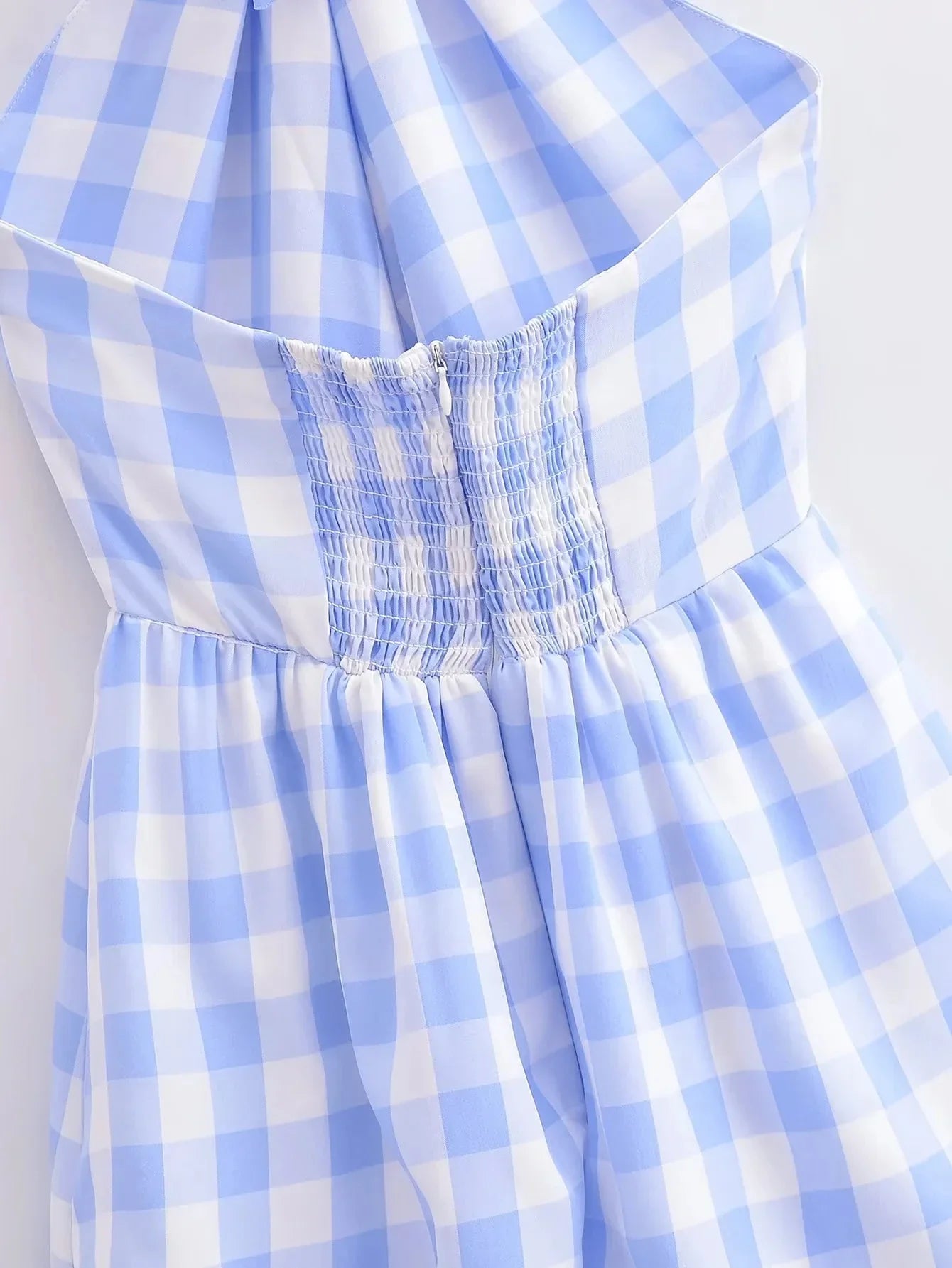 Women Tiered Gingham Halter Maxi Dress | Cordelia
