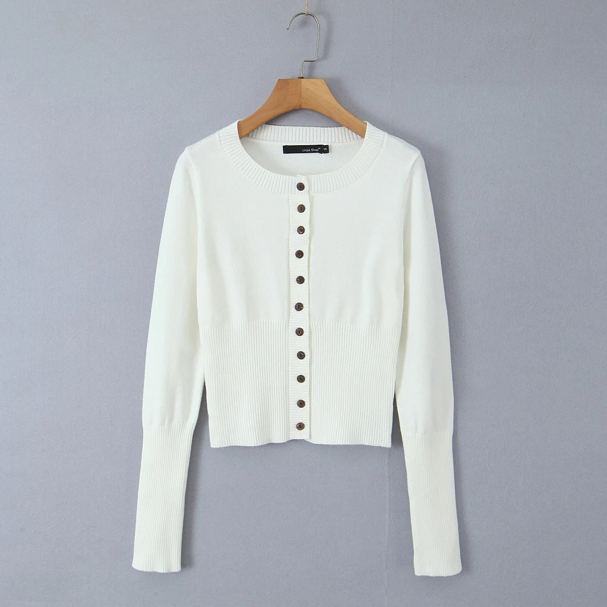 Women Ribbed Button-Up Cropped Cardigan | Elenora