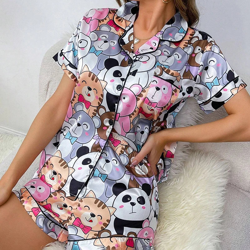 Women Halloween-Themed Satin Pajama Set | Augustine