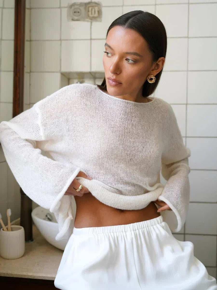 Women Sheer Loose Knit Sweater Idella - Main Image