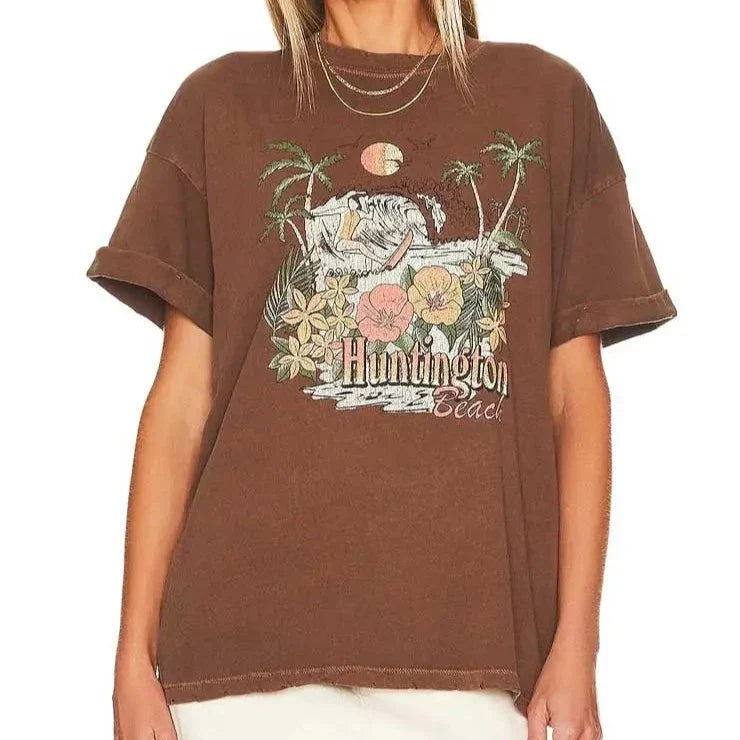 Women Bohemian Palm Beach Graphic Print T-Shirt | Lorelei