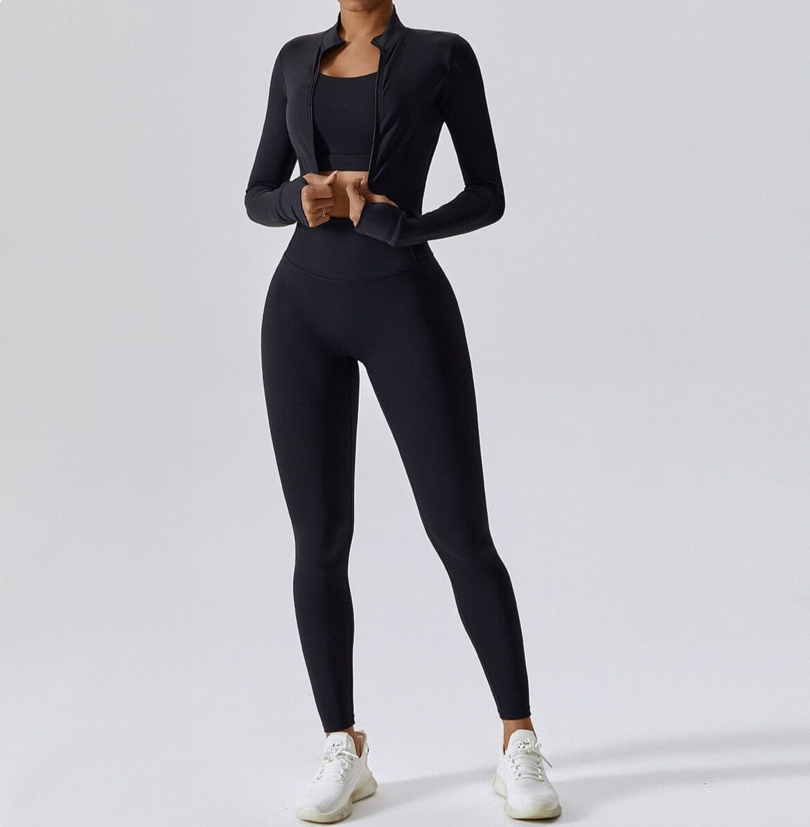 Variant image for Women Activewear Set Black Nylon Spandex | Power Scrunch Trio-1