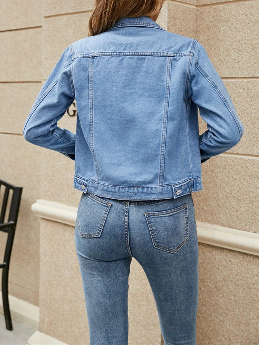 Women Denim Jacket Black Cotton | Classic Style-2