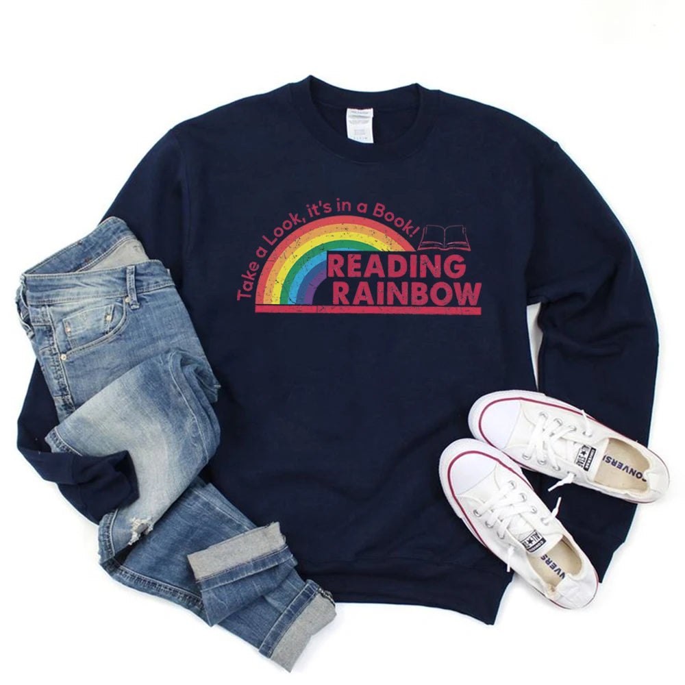 Women Vintage Reading Rainbow Sweatshirt | Ethelinda