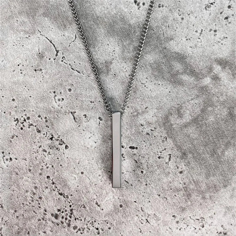 Variant image for Men's Necklace Black Stainless Steel Rectangle Pendant | Classic Style-3