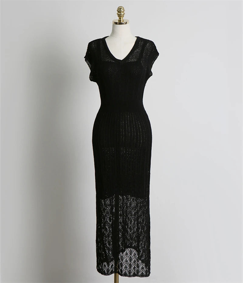 Women Knit Lace Midi Dress | Alexa