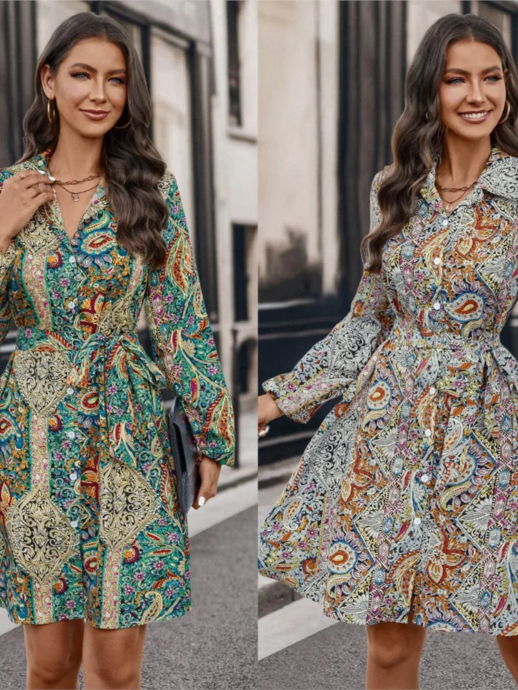 Women Bohemian Shirt Dress | Gwyneth