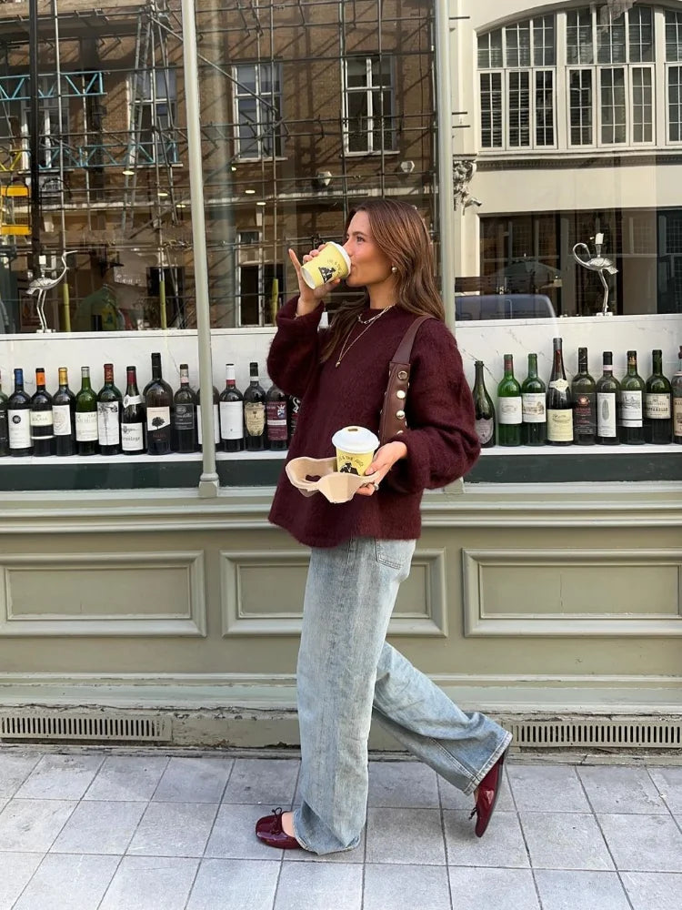 Women Oversized Crewneck Sweater | Dinah