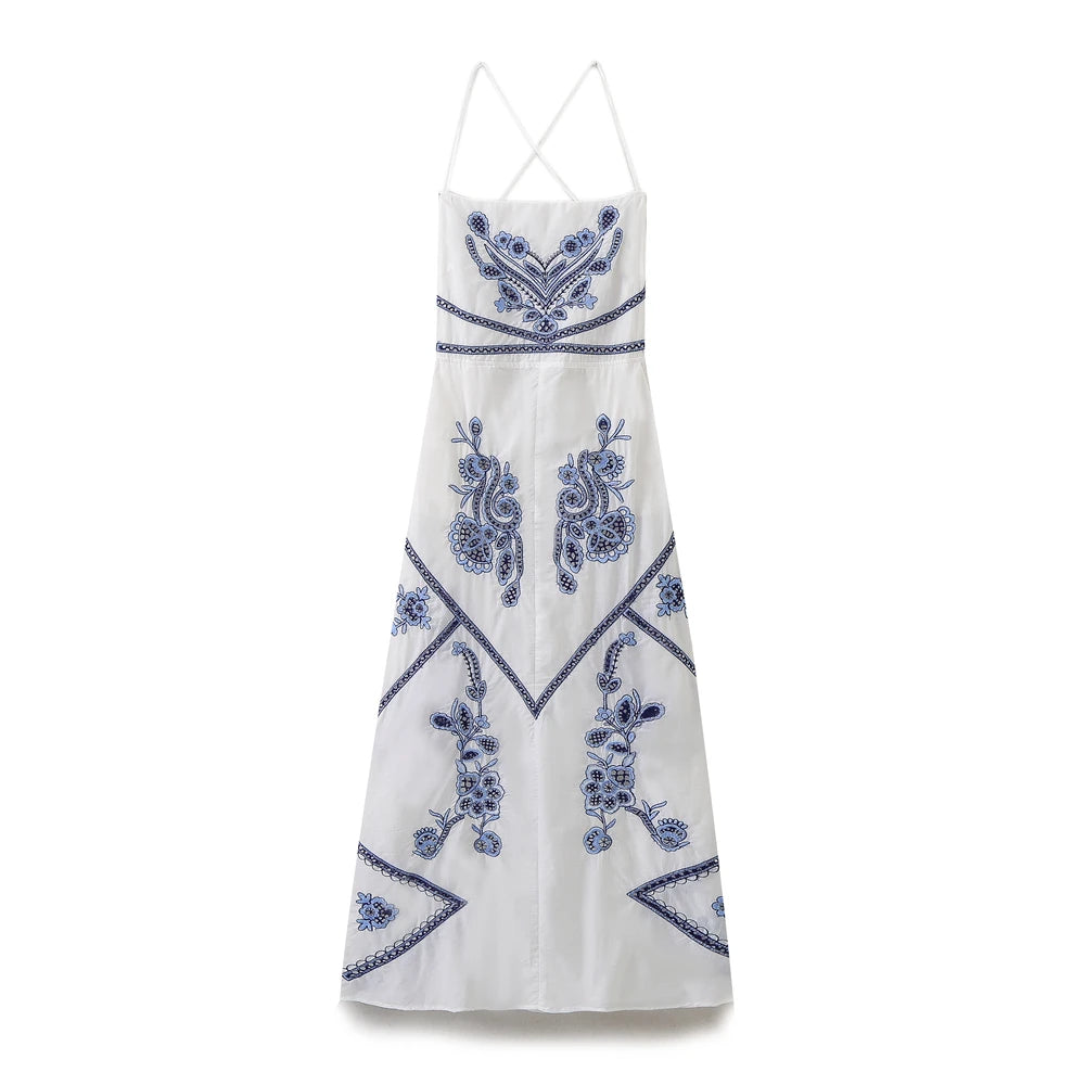Women Embroidered Midi Dress | Aubrey