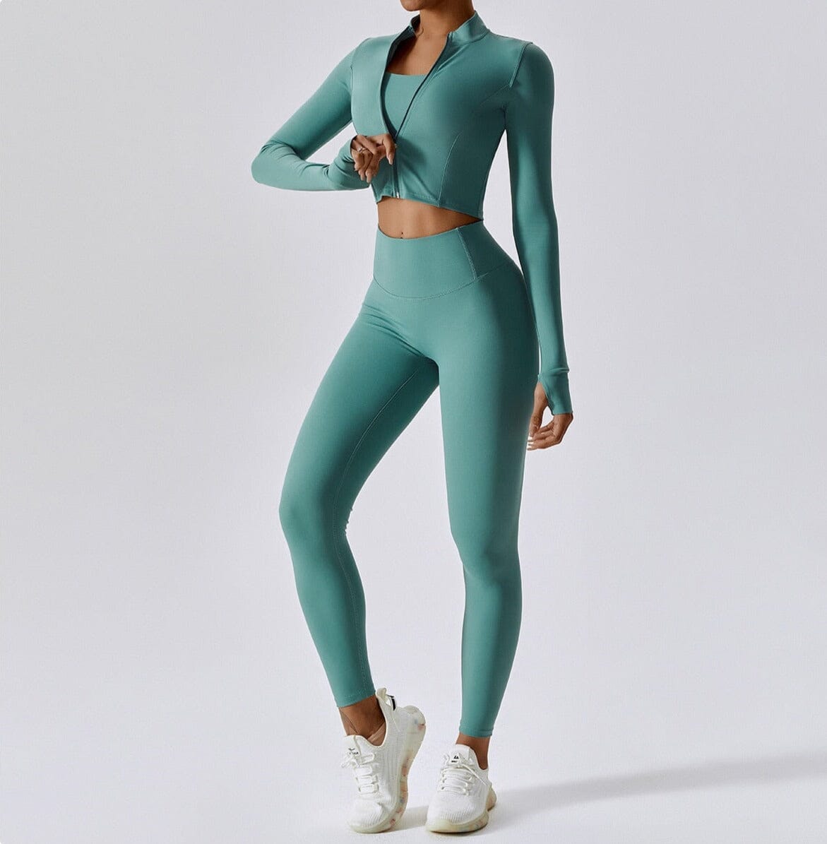 Women Activewear Set Black Nylon Spandex | Power Scrunch Trio-6