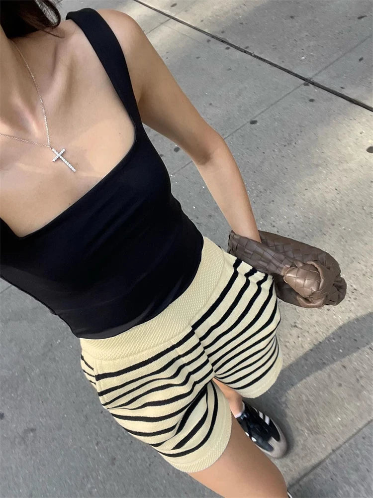 Women Chic Striped Knitwear Set | Pilar