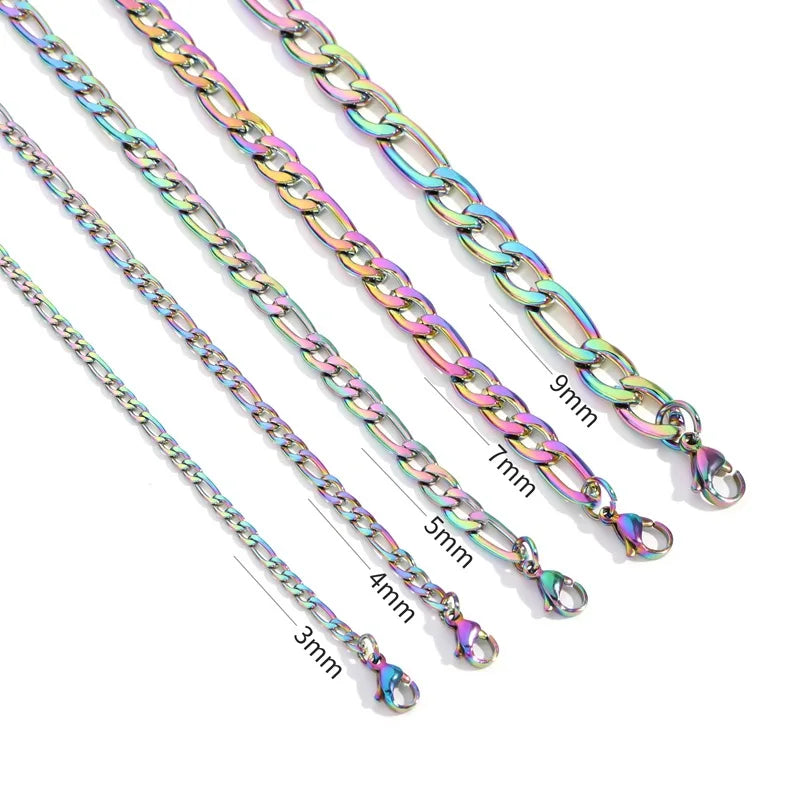 Variant image for Men Figaro Chain Necklace Silver Stainless Steel | Urban Style-9
