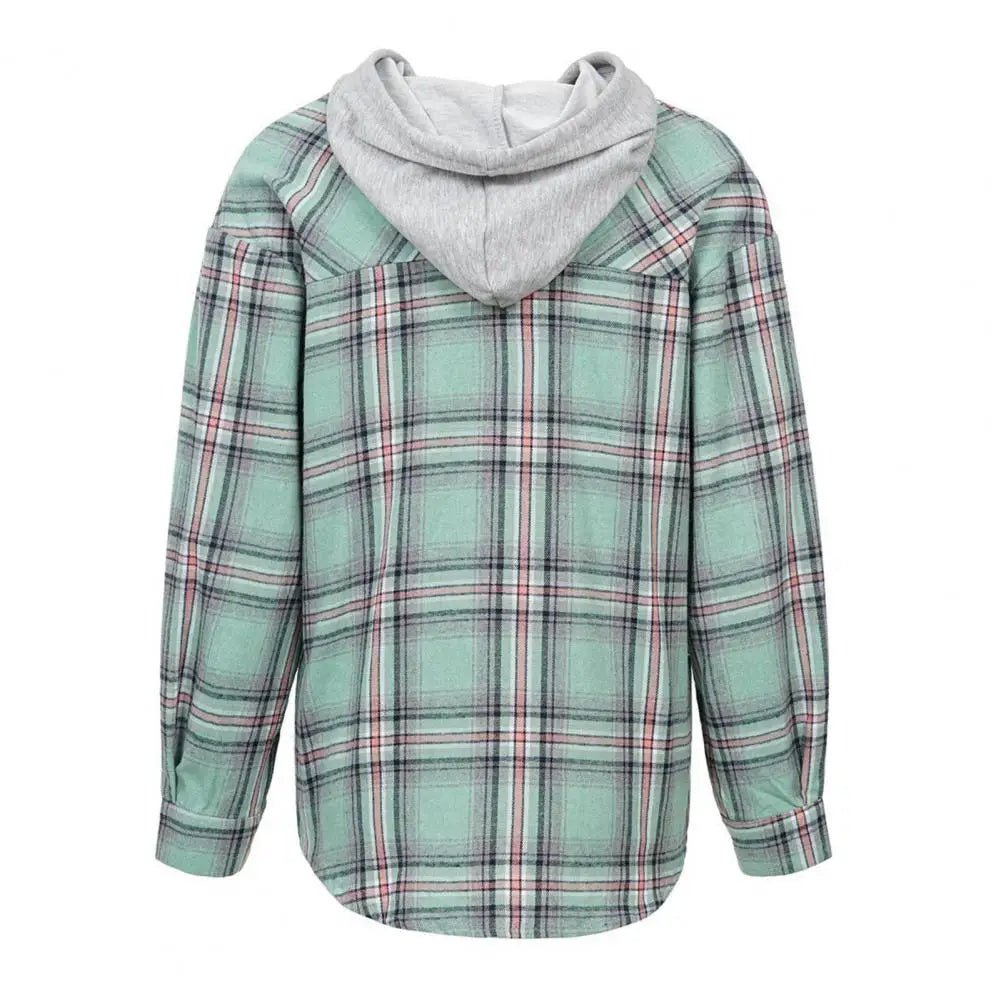 Woman Lightweight Plaid Hooded Shirt | Kalista