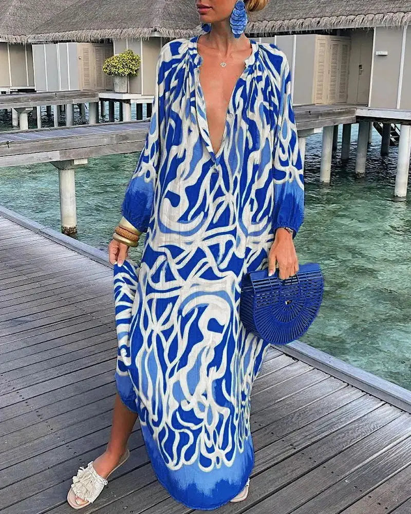 Variant image for Women Maxi Dress Multi-Color Polyester | Summer Vibes-11