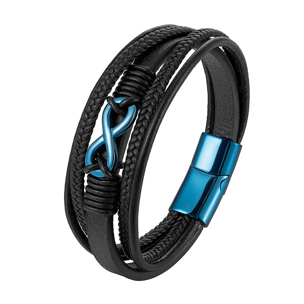 Variant image for Men's Bracelet Black Leather Stainless Steel | Classic-7