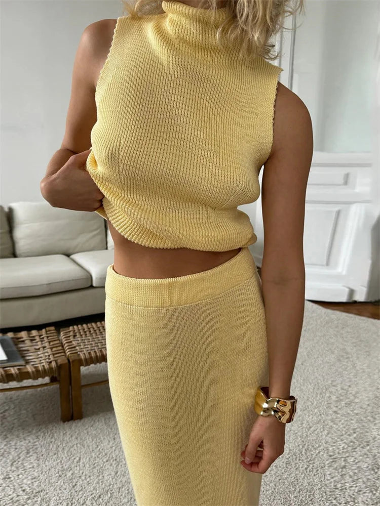 Women Sleeveless Knit Two-Piece Set | Melvina