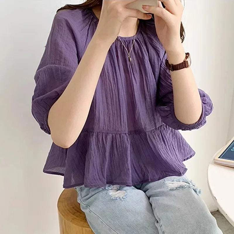 Women Ruffled Elegant Pleated Blouse | Caridad
