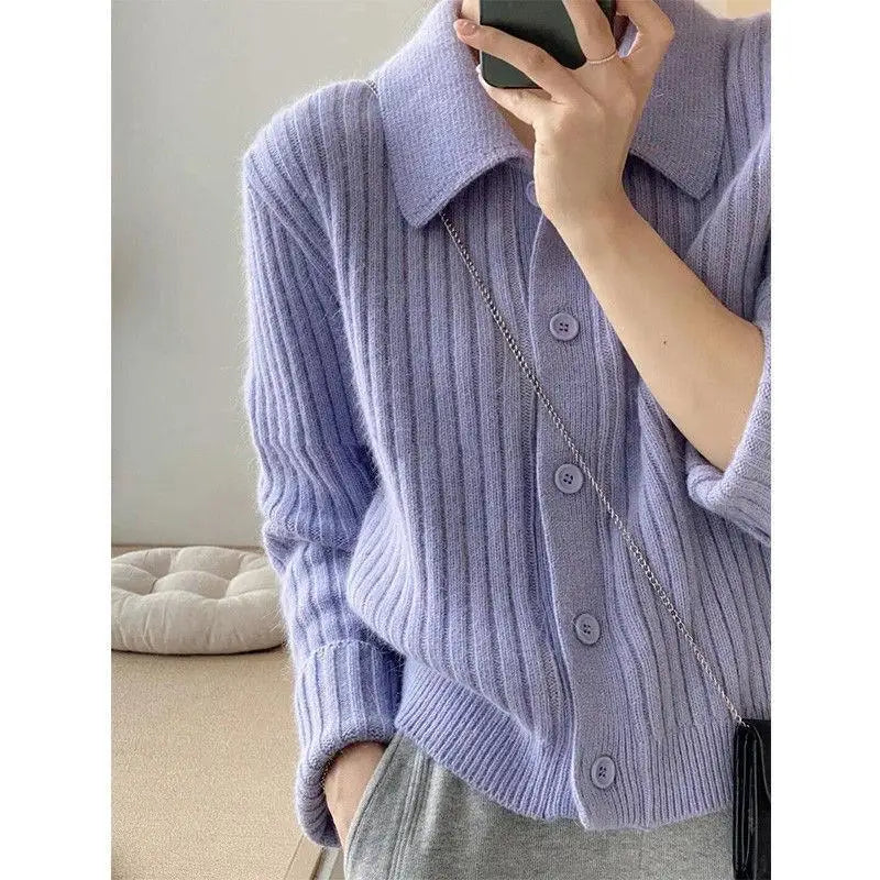 Women Ribbed Knit Button-Up Cardigan | Ysabel