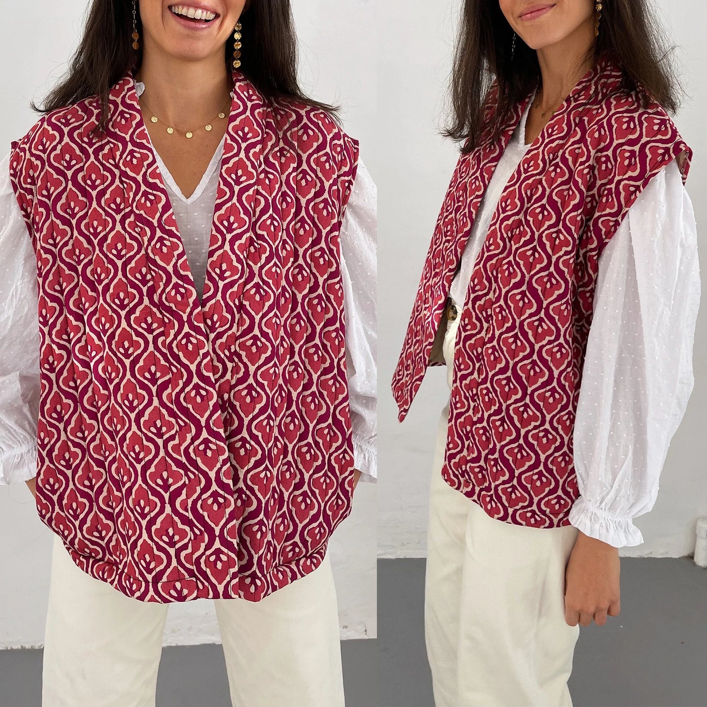 Women Patterned Sleeveless Quilted Vest | Myrtle