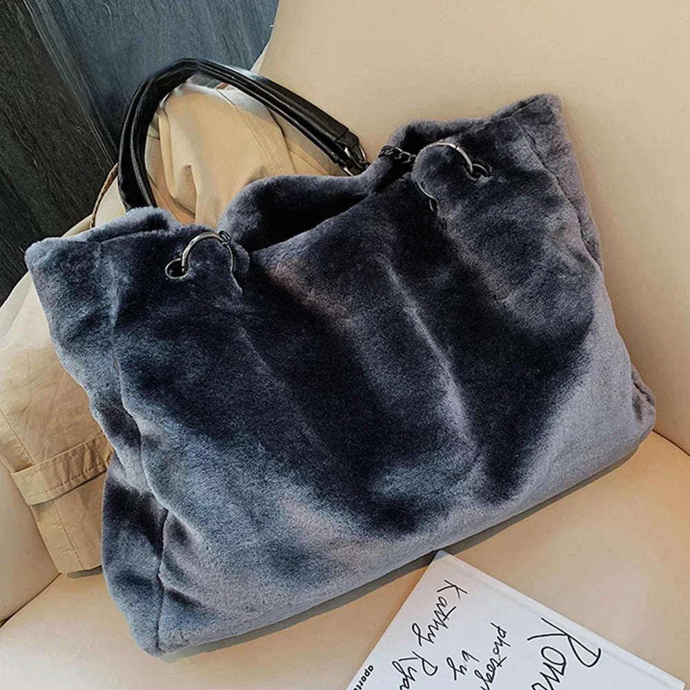 Women Soft Faux Fur Tote Bag | Tara