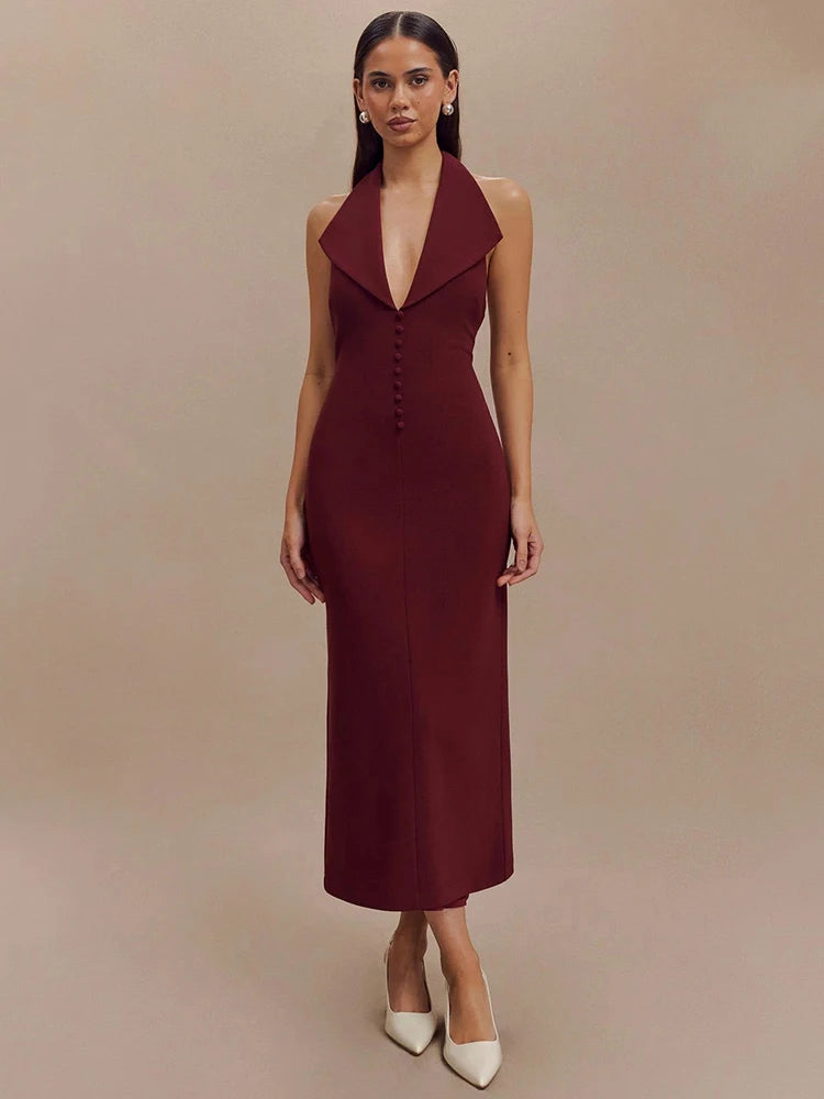 Halter Neck Midi Dress | Lenore