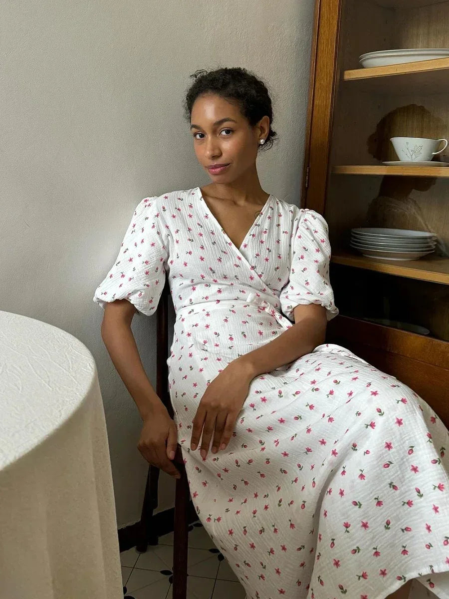 Women Floral Wrap Midi Dress | Daisy