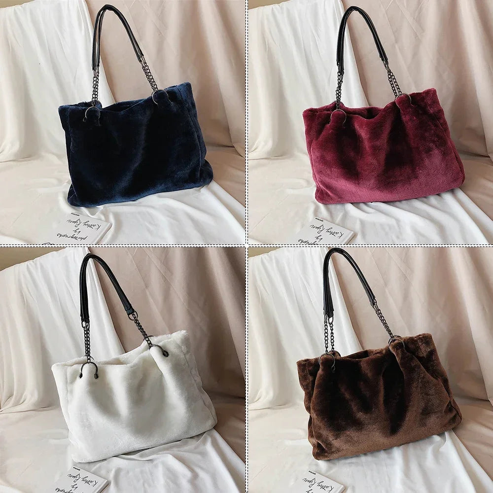 Women Soft Faux Fur Tote Bag | Tara