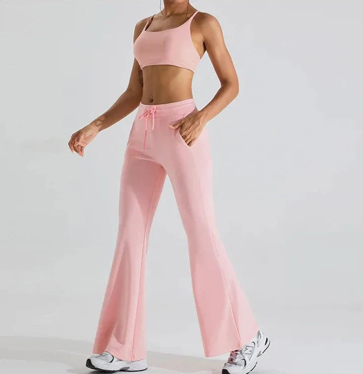Women Flare Pants Black Nylon | Vibe-4
