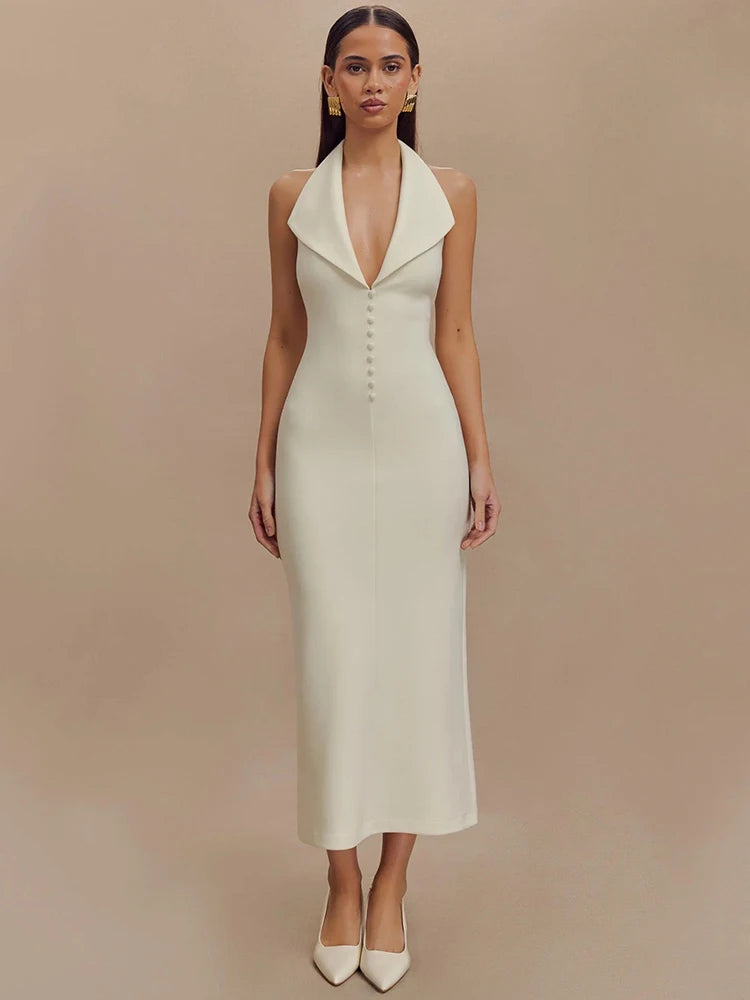 Halter Neck Midi Dress | Lenore