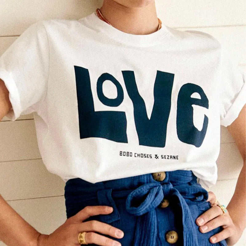 Women Graphic Tee White Cotton | Big Love-2