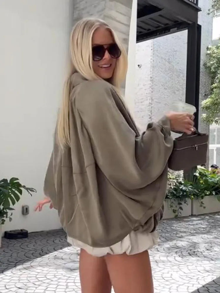 Women Cropped Jacket Beige Polyester | Elegant Style-6