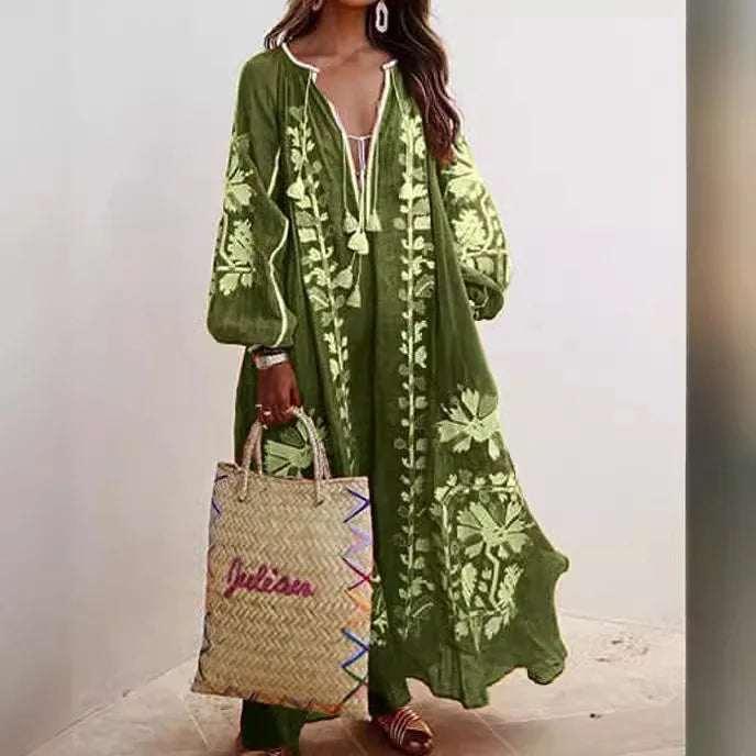 Women Maxi Dress Boho Print Cotton | Elegant Lady-3