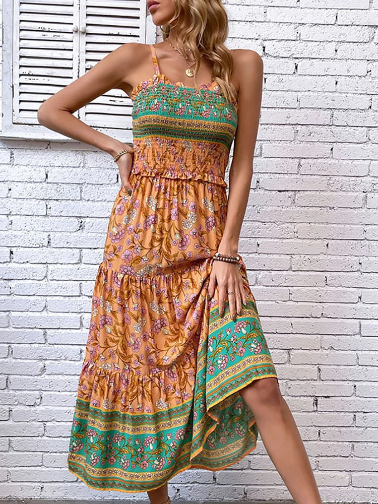 Women Boho Floral Maxi Dress | Delilah