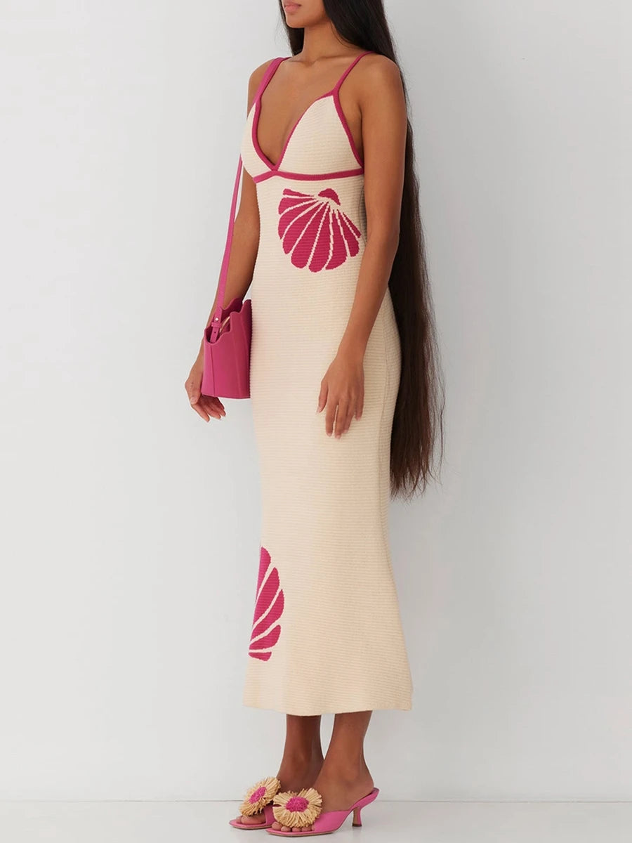 Women Shell-Printed Knit Midi Dress | Serena