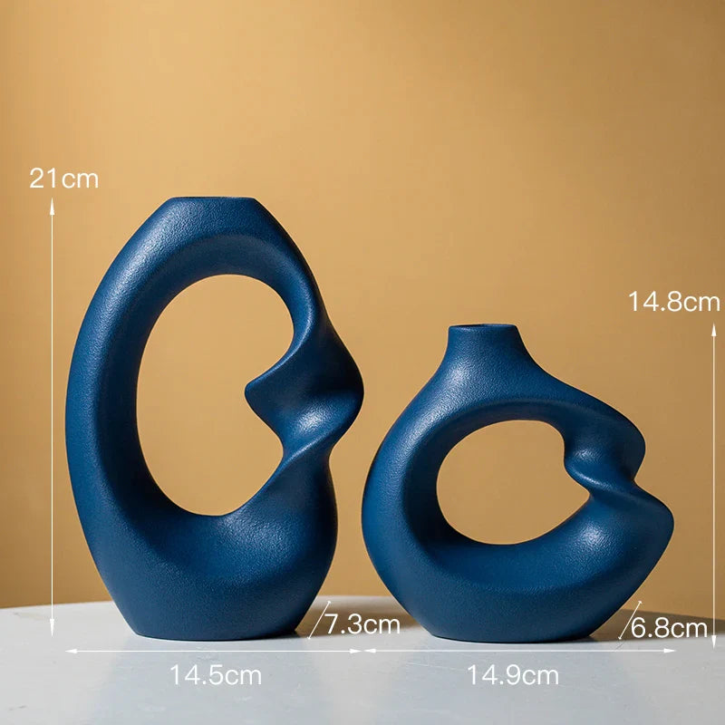 Variant image for Ceramic Double Vase Neutral | Elegance-2