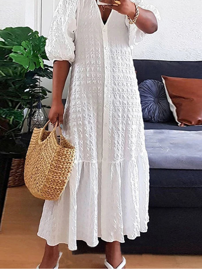 Women Textured V-Neck Maxi Dress | Althea