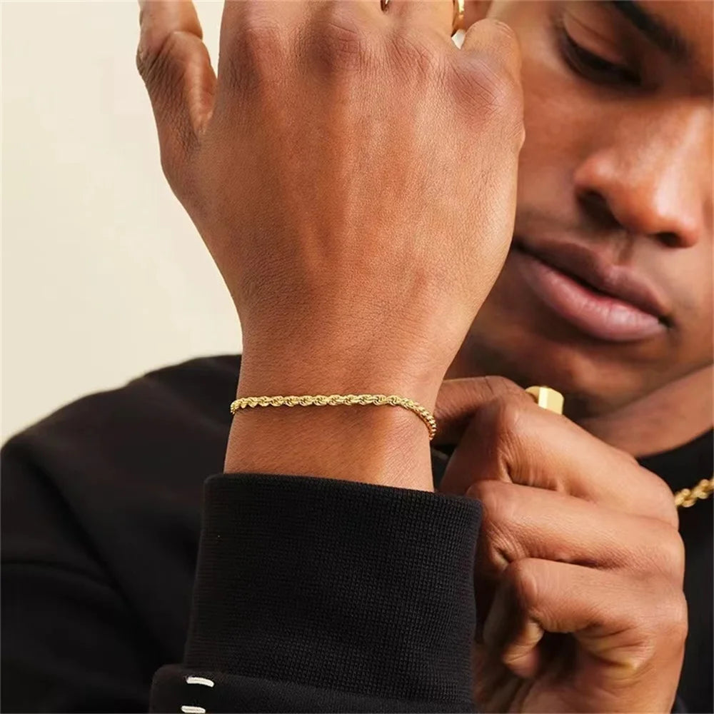 Men's Bracelet Gold Stainless Steel Twist Chain | Trendsetter-3