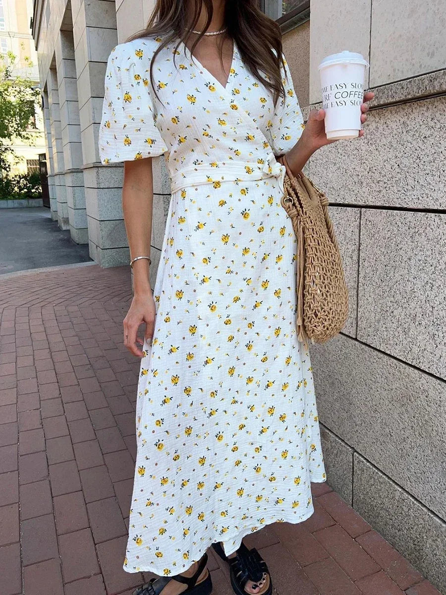Women Floral Wrap Midi Dress | Daisy
