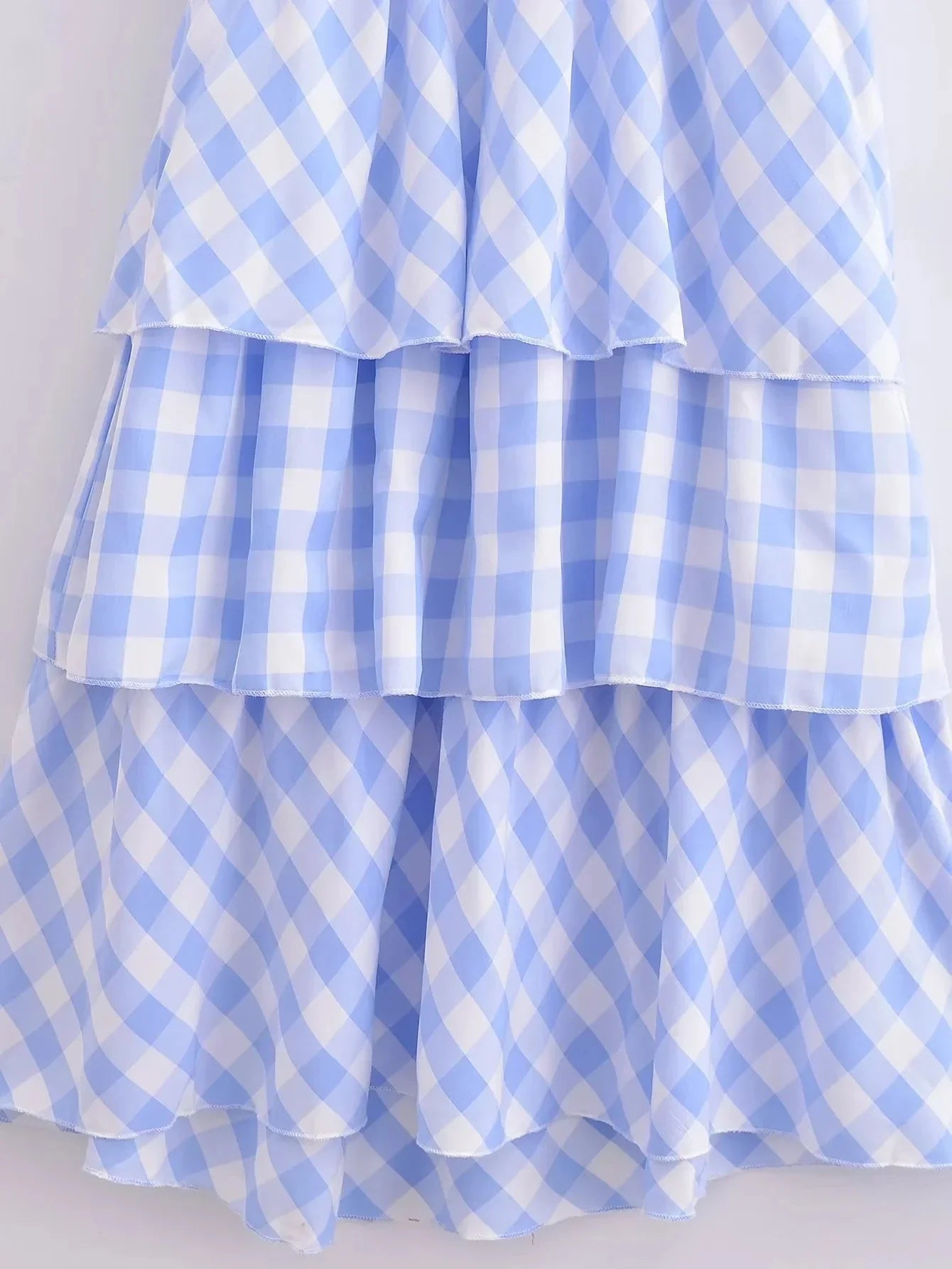 Women Tiered Gingham Halter Maxi Dress | Cordelia