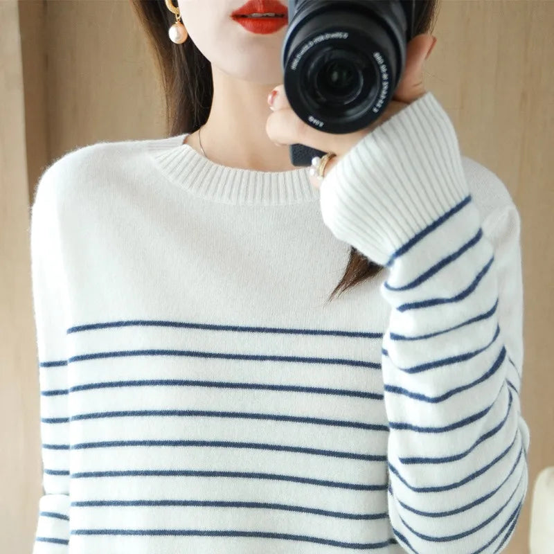 Women Striped Knit Sweater | Debora